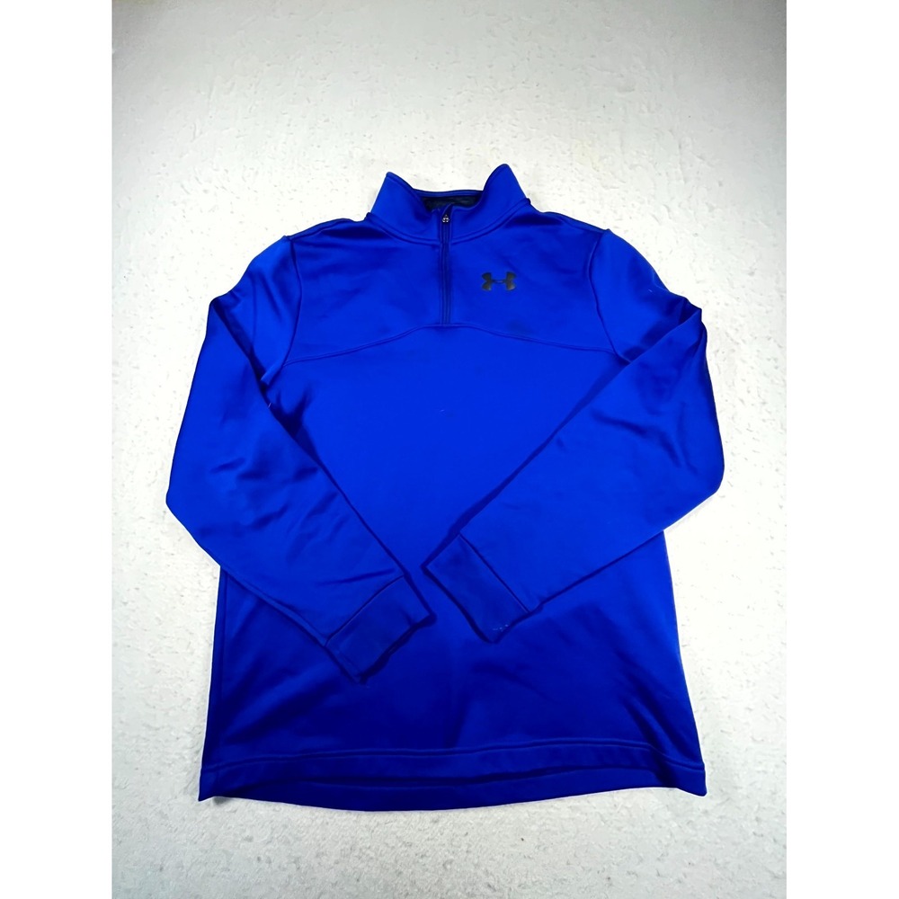 Under Armour ColdGear Golf Top Men Small Blue Fleece Lined Loose Fit Quarter Zip